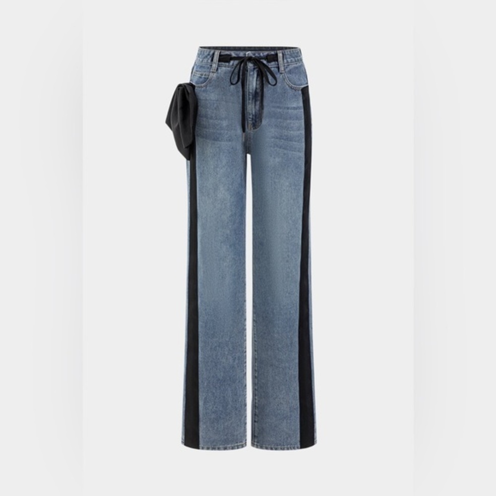 Stylish Blue and Black Women's Jeans with bow detail M mc4